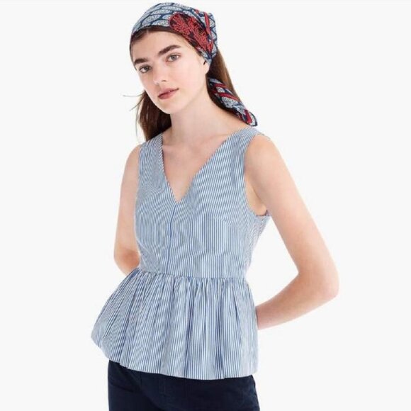 J. Crew Striped Sleeveless Poplin Cotton Top *Size 2* - Picture 3 of 8